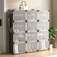 Giantex 12-Cube Shoe Rack Organizer, 48 Pairs Expandable Modular Shoe Storage Cabinet with Door