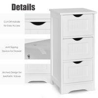 Giantex Bathroom Floor Cabinet, Side Storage Organizer Cabinet with 3 Drawers, Anti-Toppling Kit, White