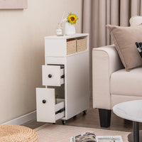 Giantex Movable Bathroom Storage Cabinet, Narrow Toilet Side Cabinet w/ 2 Slide Out Drawers