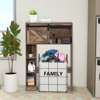Giantex Over The Toilet Storage Cabinet, Freestanding Bathroom Organizer with Sliding Barn Door & Storage Shelves