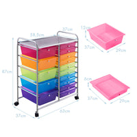 15-Drawer Rolling Storage Drawer Cart, Tools Scrapbook File Paper Craft Organizer Cart w/ Wheels