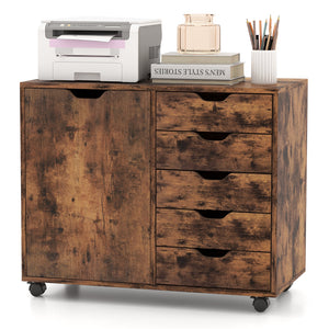 Giantex 5-Drawer Mobile Side Cabinet, Lateral Filing Organizer