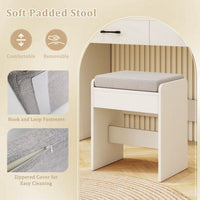 Makeup Vanity Desk with Lighted Mirror and Open Shelves for Bedroom