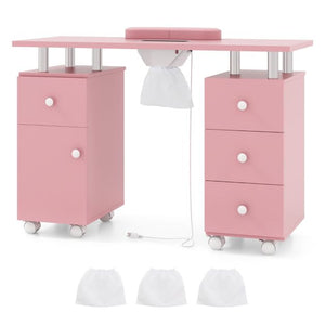 Manicure Table Nail Desk with Electric Dust Collector 3 Dust Bags