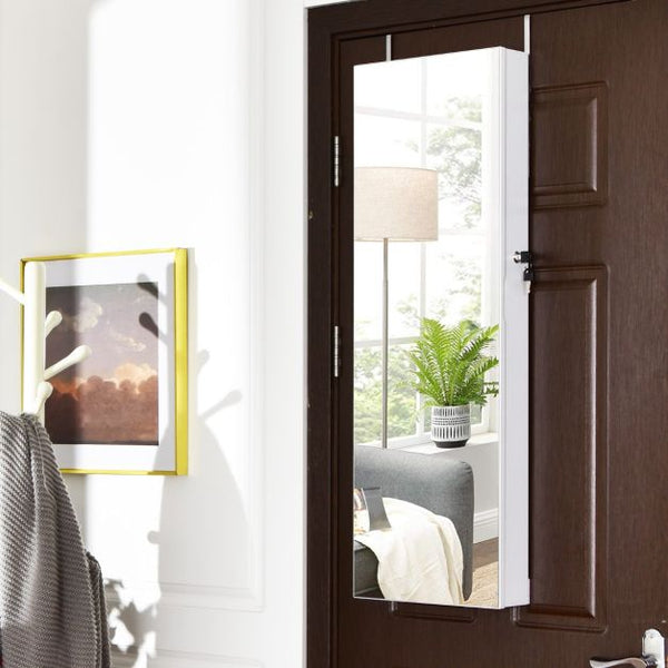 Mirrored Jewelry Storage Cabinet with 6 LED Lights and 2 Drawers