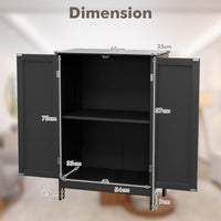 Bathroom Storage Cabinet 3-Tier Floor Cabinet w/ Double Doors Adjustable Shelf
