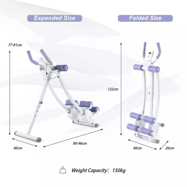 Foldable Core & Abdominal Workout Trainer w/ 4 Adjustable Heights & LCD Monitor