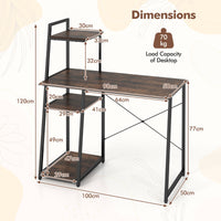 Computer Desk Study Writing Desk Workstation w/ Bookshelf Host Stand Home Office
