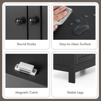 Bathroom Storage Cabinet 3-Tier Floor Cabinet w/ Double Doors Adjustable Shelf