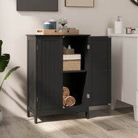 Bathroom Storage Cabinet 3-Tier Floor Cabinet w/ Double Doors Adjustable Shelf