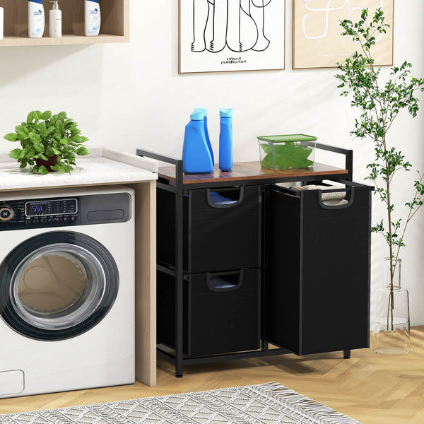 Laundry Hamper Basket Organizer w/ 3 Pull-out Removable Bags Countertop Bathroom