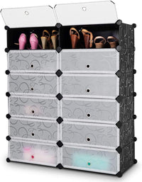 Giantex 12-Cube Shoe Rack Organizer, 48 Pairs Expandable Modular Shoe Storage Cabinet with Door