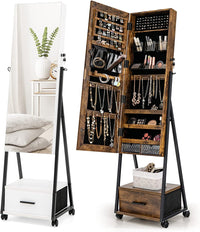 Giantex Mirror Jewelry Cabinet, Jewelry and Makeup Organizer w/ Full Length Mirror