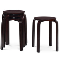 Giantex Set of 4 Round Stackable  Wood Dining Stools - GiantexAU