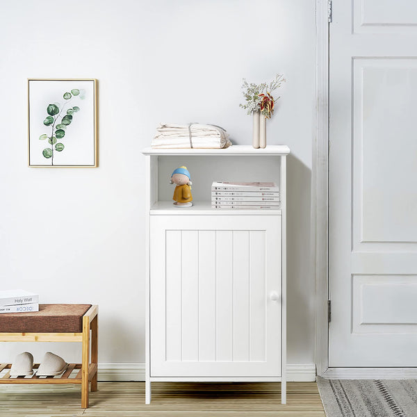 Giantex Bathroom Floor Storage Cabinet, Freestanding Wooden Single Door Side Cabinet