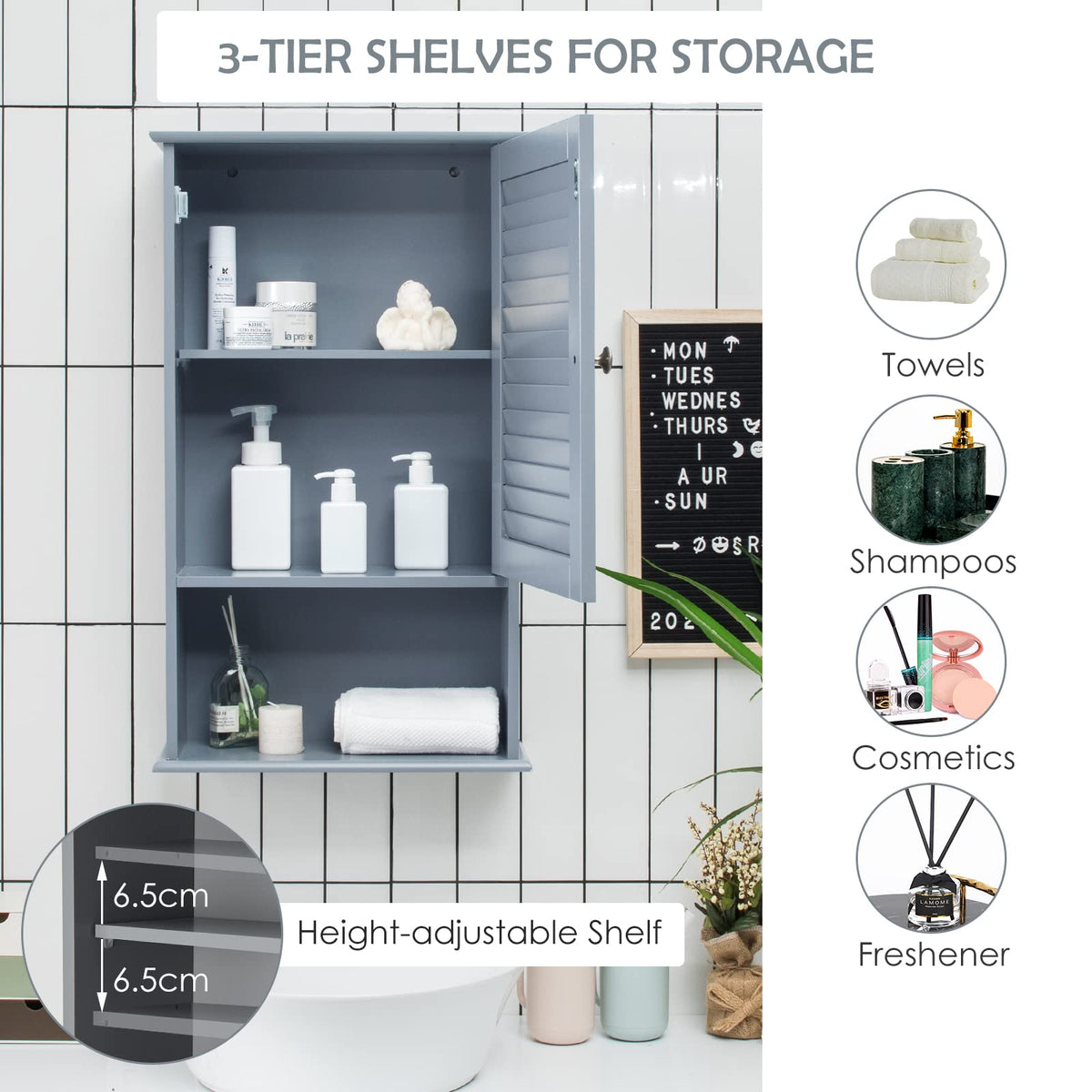 Giantex Bathroom Wall Cabinet, Large Capacity Storage Cupboard
