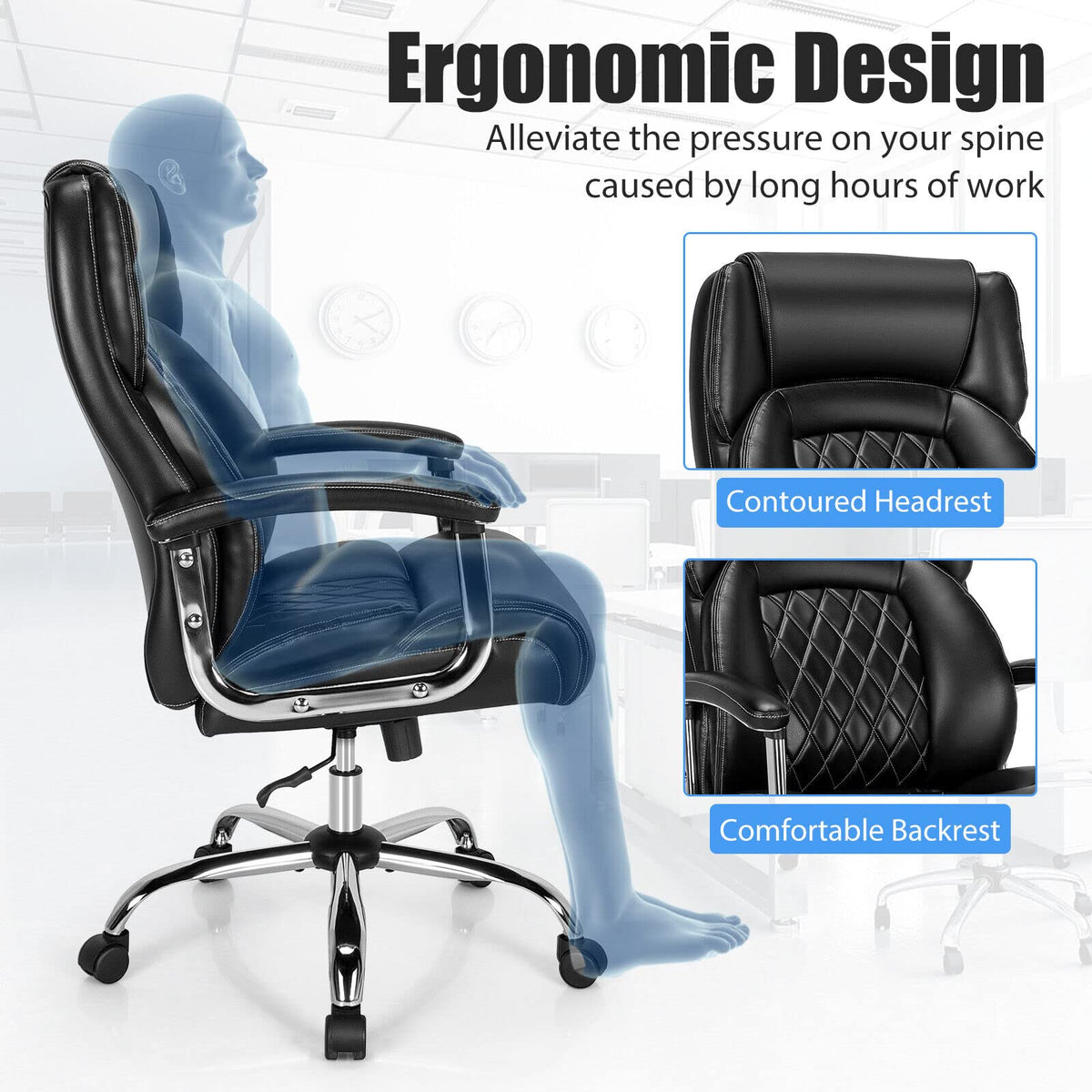 Height Adjustable Executive Office Chair - GiantexAU