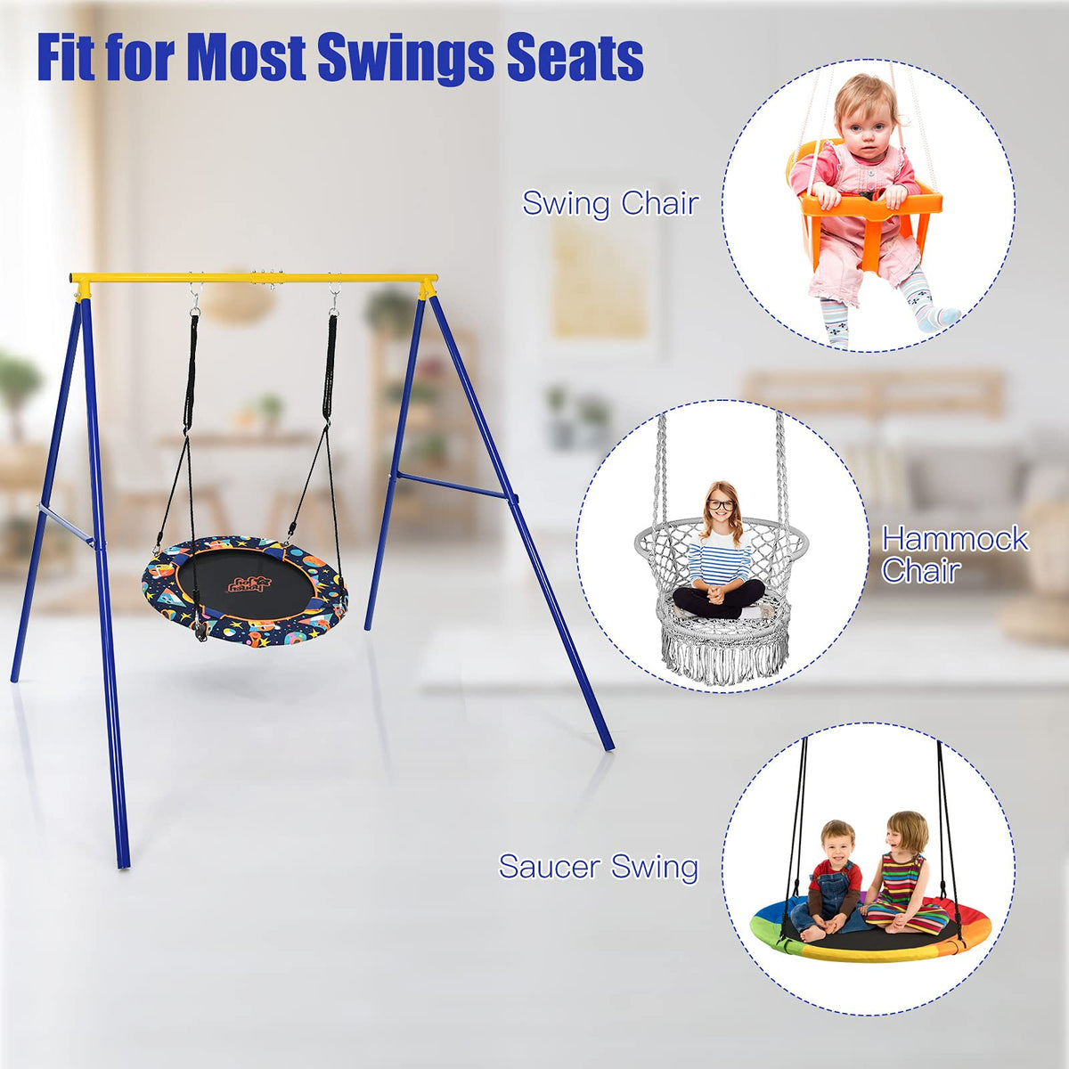 Metal Swing Stand, Steel A-Frame Hammock Frame, Extra Large Heavy Duty, Only The Frame