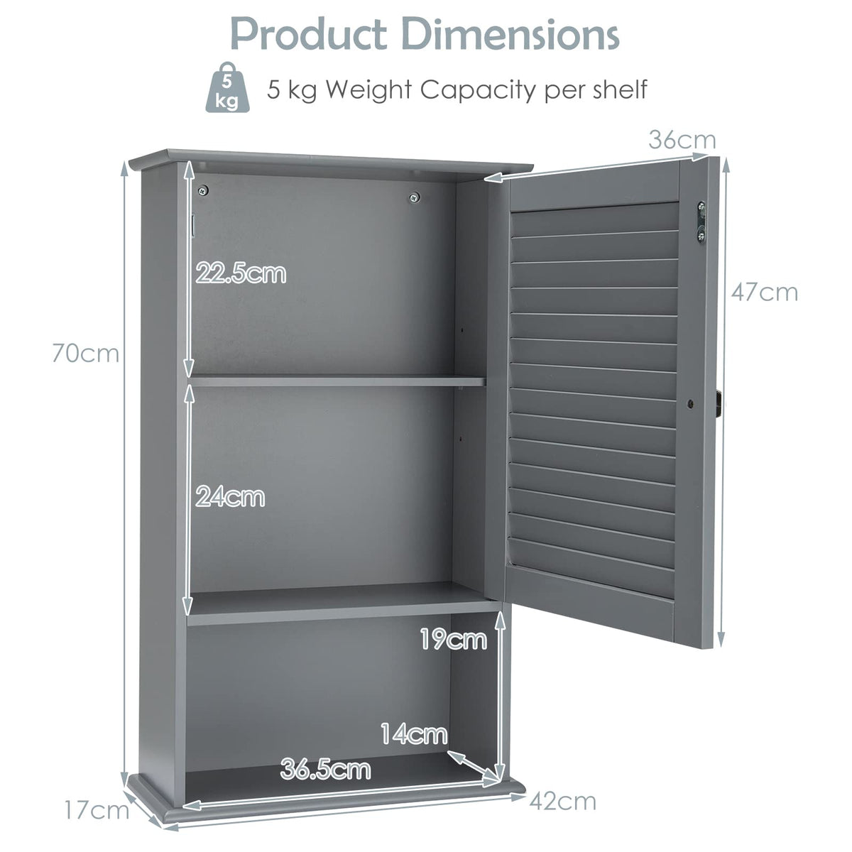 Giantex Bathroom Wall Cabinet, Large Capacity Storage Cupboard