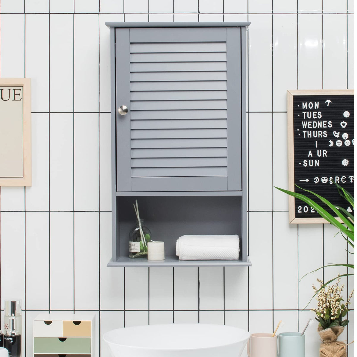 Giantex Bathroom Wall Cabinet, Large Capacity Storage Cupboard