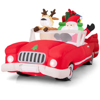 2.35M Long Christmas Inflatable Santa Claus and Reindeer Riding Red Car with Gift Bag