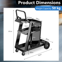 3-Tier Welding Cart, Rolling Welder Cart w/ Tilt-Table & 4 Wheels