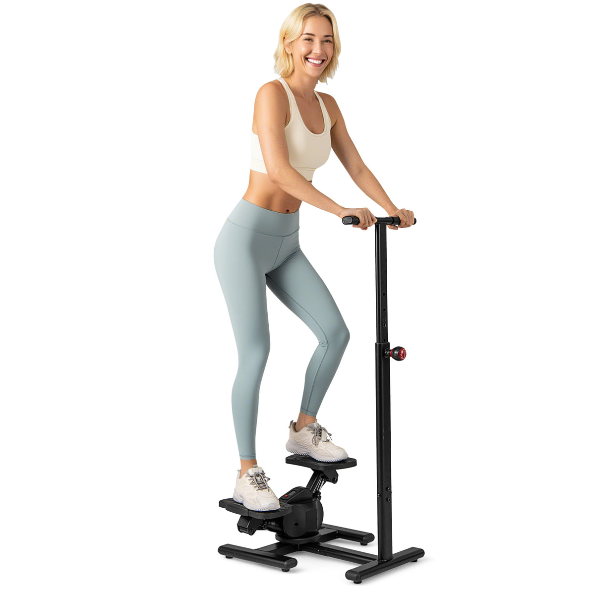 Steppers for Exercise, Twist Stair Stepper Workout Equipment w/Height-Adjustable Handlebar