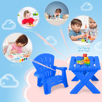 Kids Plastic Table with 2 Adirondack Chairs Set