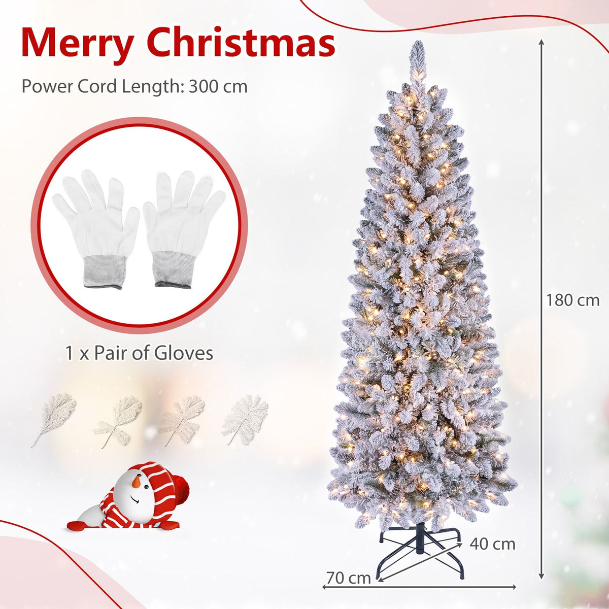 2.25M/1.8M Smart Pencil Christmas Tree with 340/250 Pre-Lit RGB LED Lights