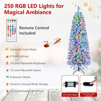 2.25M/1.8M Smart Pencil Christmas Tree with 340/250 Pre-Lit RGB LED Lights