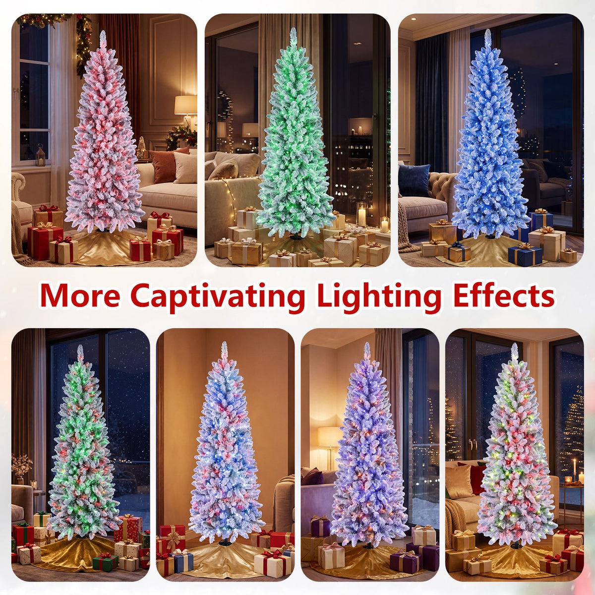 2.25M/1.8M Smart Pencil Christmas Tree with 340/250 Pre-Lit RGB LED Lights