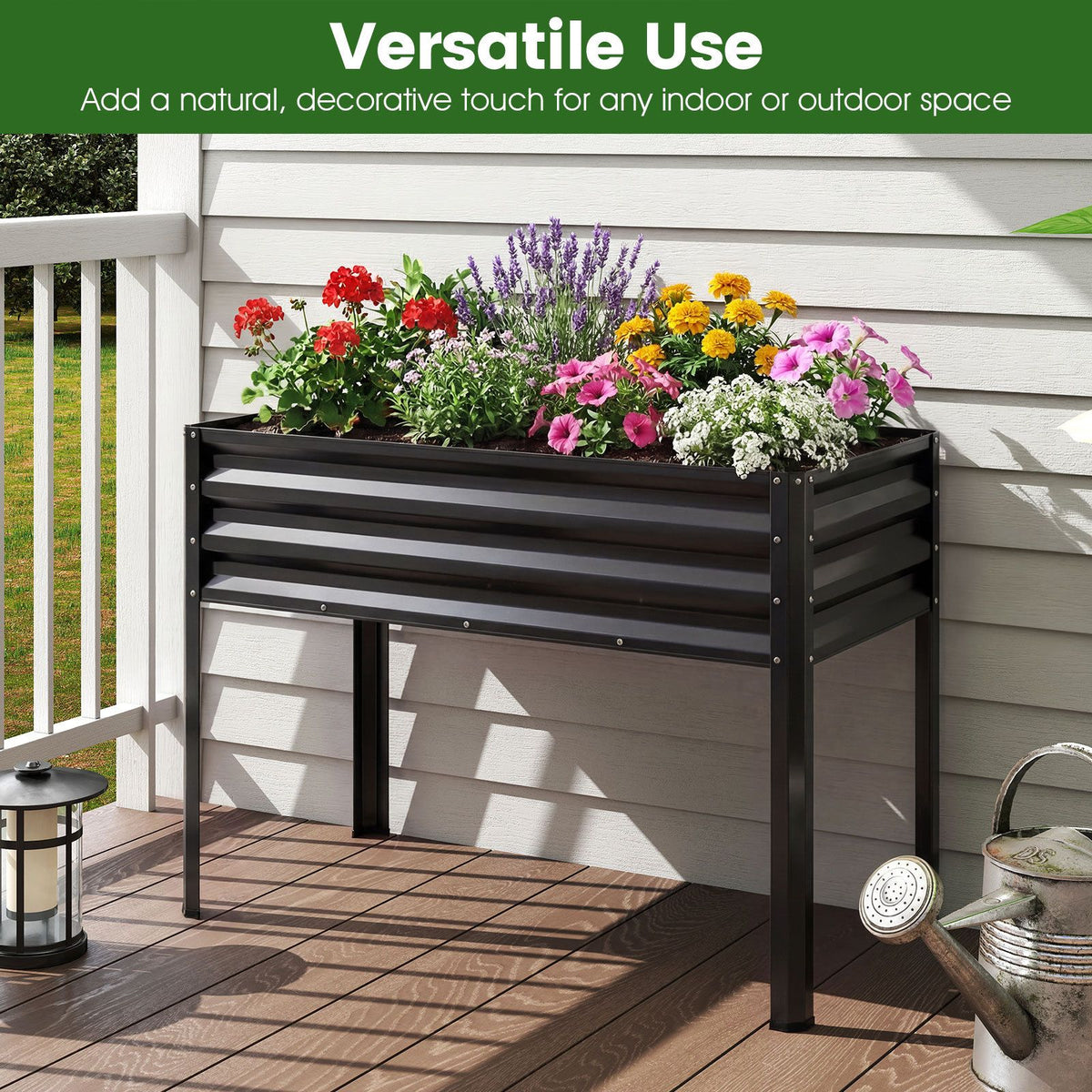 1/2 Piece Electro-Coating Metal Large Raised Garden Bed with Legs for Vegetable Flower Fruit Herb