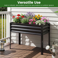 1/2 Piece Electro-Coating Metal Large Raised Garden Bed with Legs for Vegetable Flower Fruit Herb