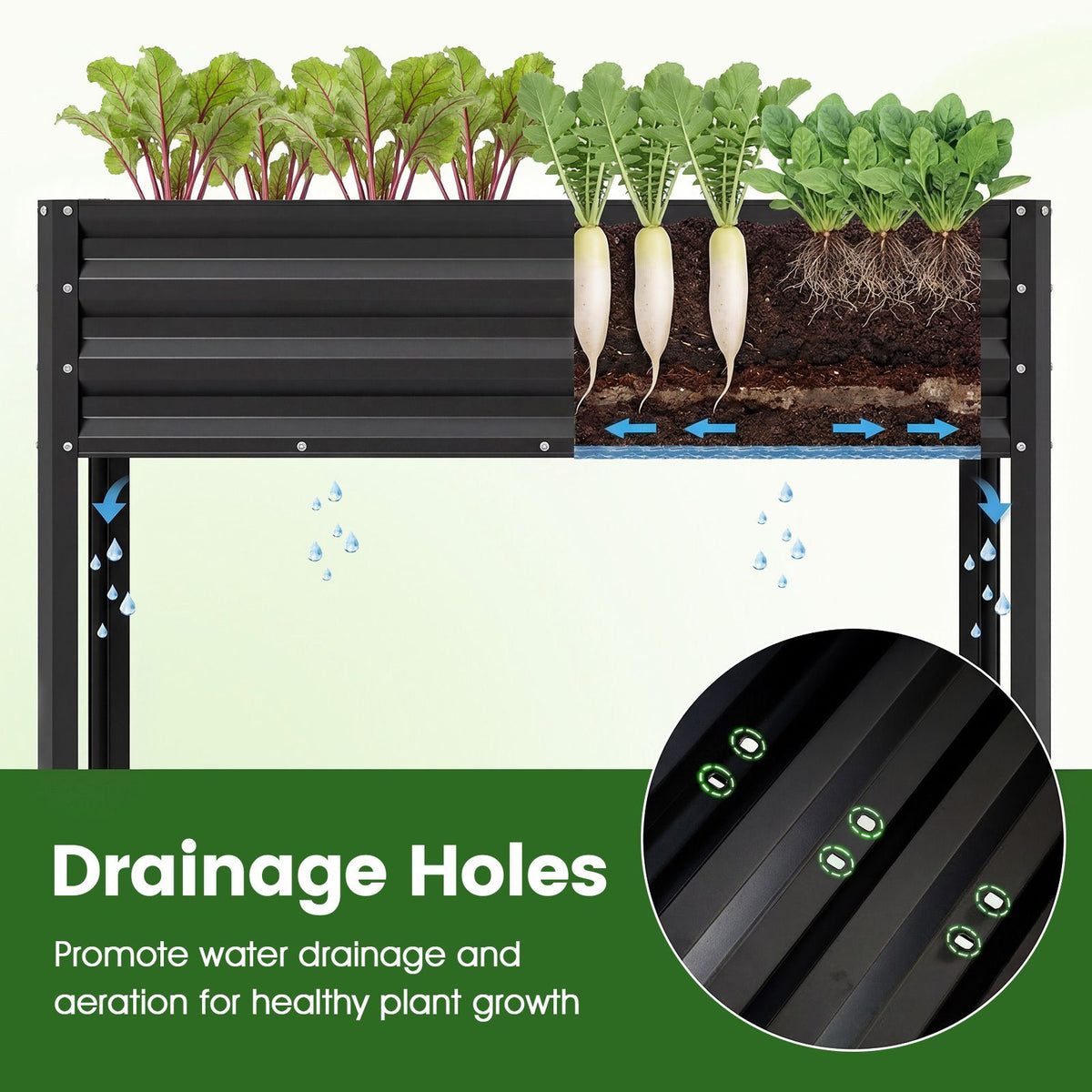 1/2 Piece Electro-Coating Metal Large Raised Garden Bed with Legs for Vegetable Flower Fruit Herb