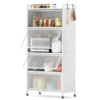 1.6 m Tall Freestanding Metal Pantry with 4 Flip-up Doors and 5-Tier