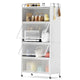 1.6 m Tall Freestanding Metal Pantry with 4 Flip-up Doors and 5-Tier