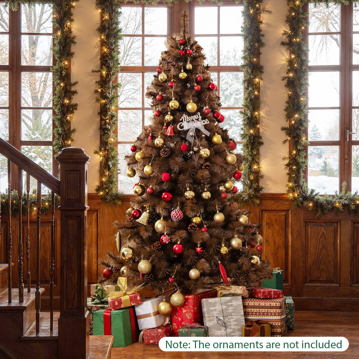 1.8M Artificial Christmas Tree Pre-Lit Xmas Tree with 493 Branch Tips