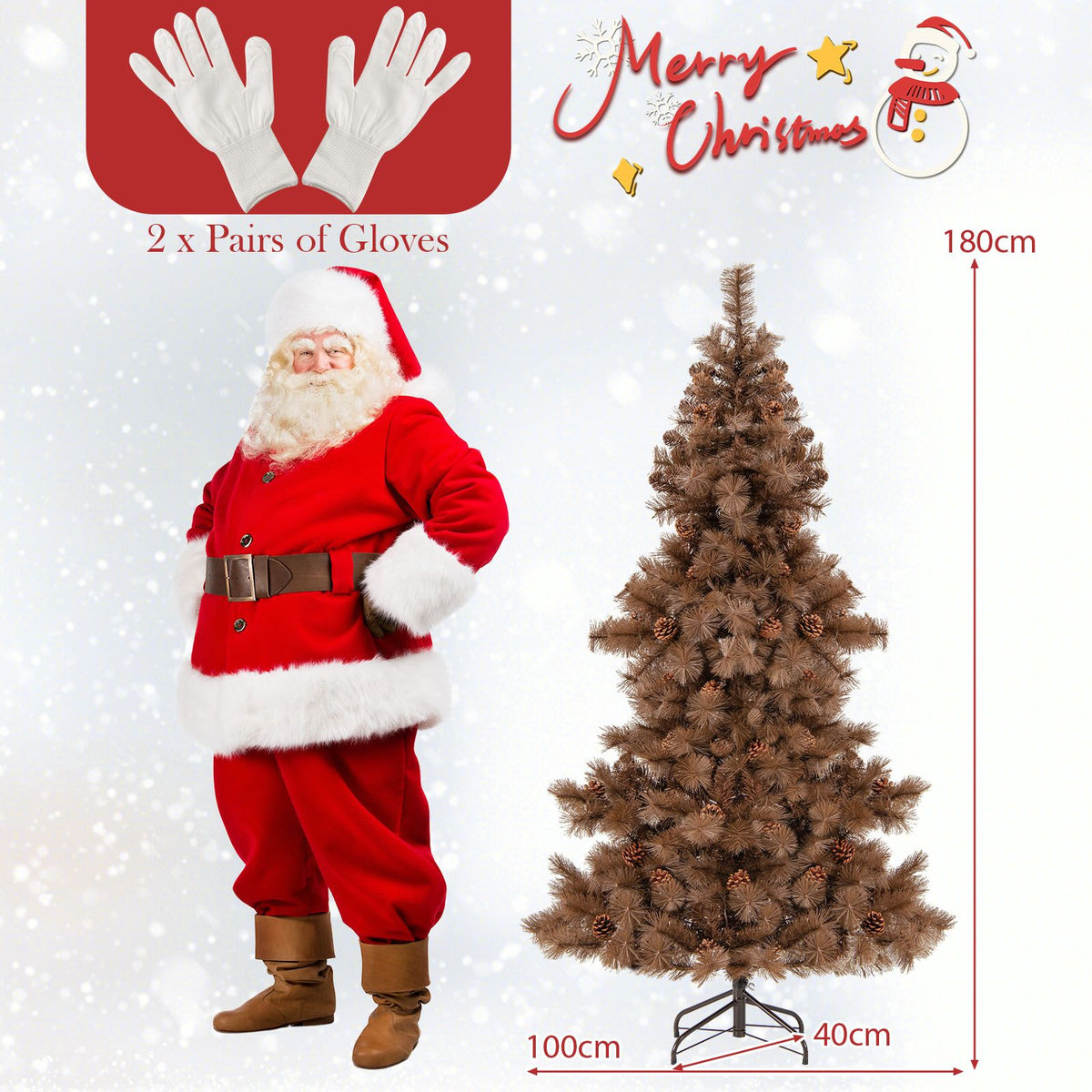 1.8M Artificial Christmas Tree Pre-Lit Xmas Tree with 493 Branch Tips