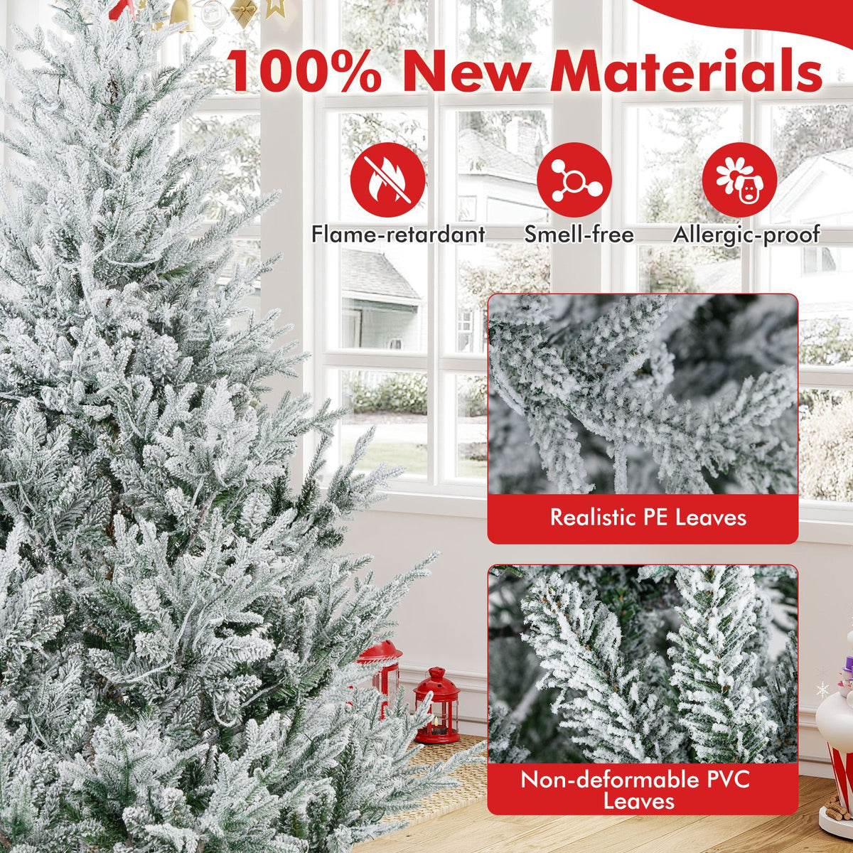 1.8/2.1M Pre-Lit Artificial Christmas Tree with Branch Tips