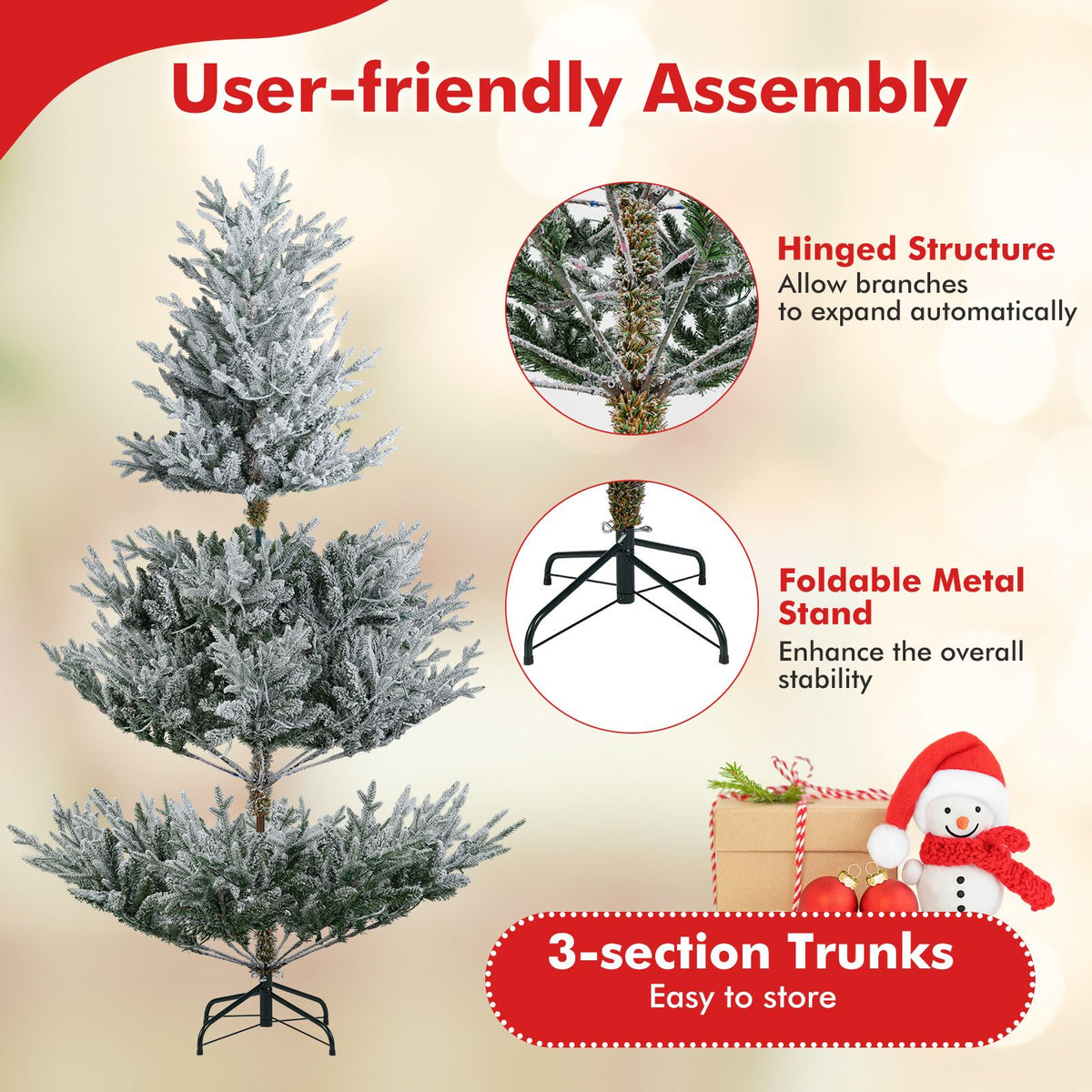 1.8/2.1M Pre-Lit Artificial Christmas Tree with Branch Tips