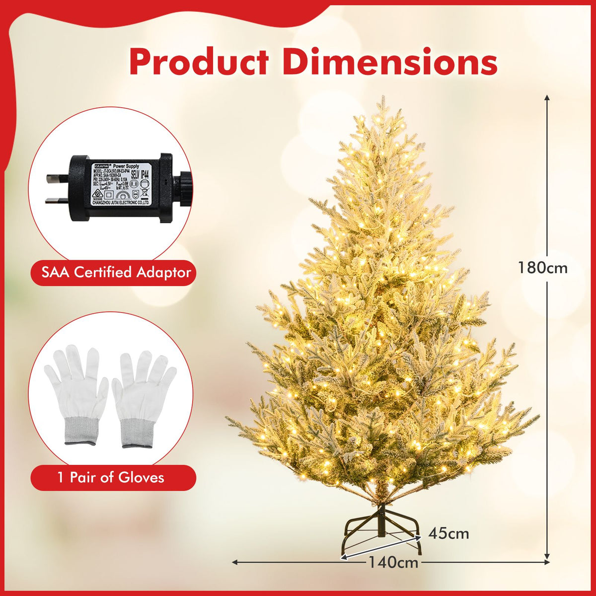 1.8/2.1M Pre-Lit Artificial Christmas Tree with Branch Tips