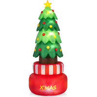 245CM Christmas Inflatables, Blow-up Rotating Xmas Tree with Built-in LED Lights