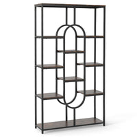 10-Tier Geometric Bookshelf 175CM with Open Shelves and Anti-Tip Kits