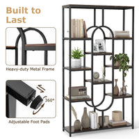 10-Tier Geometric Bookshelf 175CM with Open Shelves and Anti-Tip Kits
