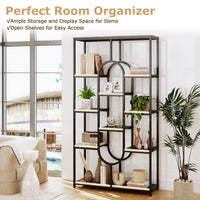 10-Tier Geometric Bookshelf 175CM with Open Shelves and Anti-Tip Kits
