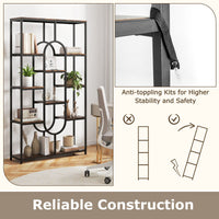 10-Tier Geometric Bookshelf 175CM with Open Shelves and Anti-Tip Kits