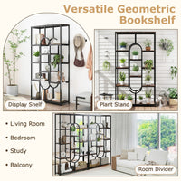 10-Tier Geometric Bookshelf 175CM with Open Shelves and Anti-Tip Kits