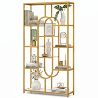 10-Tier Geometric Bookshelf 175cm with Faux Marble Shelves