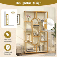 10-Tier Geometric Bookshelf 175cm with Faux Marble Shelves