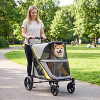 100 KG Heavy Duty Dog Stroller for Large and Medium Dogs with One-Step Foot Brake and 2 Doors
